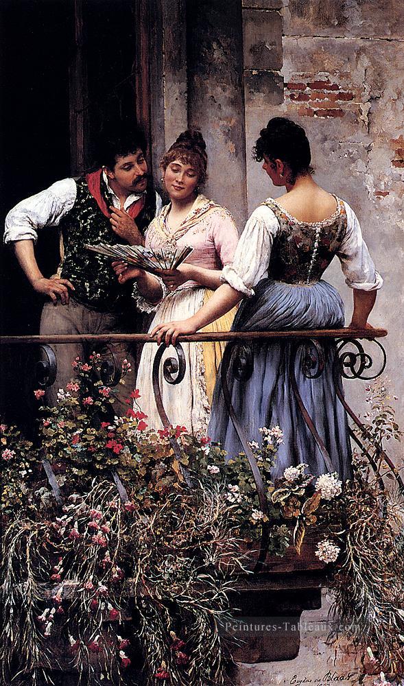 De On The Balcony dame Eugène de Blaas Peintures à l'huile